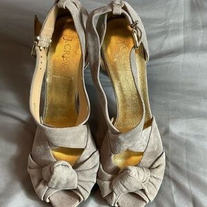 J. Crew Women's Love -Me- Knot Suede Gray Platform Heels #30771 Shoes Sz 8.5